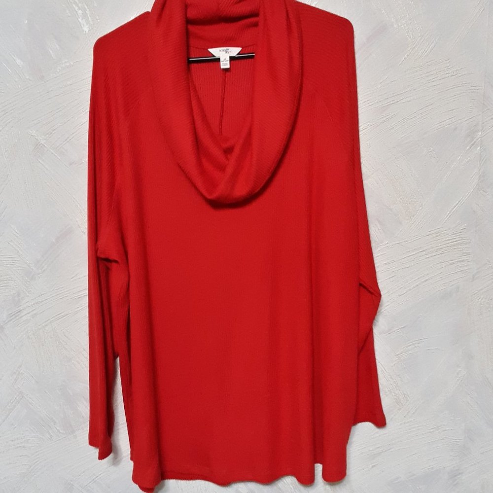 BEAUTIFUL RED NWT WOMENS TOPS TERRA & SKY COWL 3X